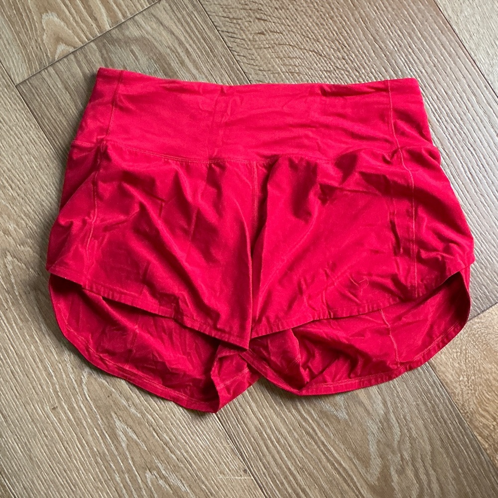 lululemon athletica Vibrant Red speed up high rise 4” Shorts